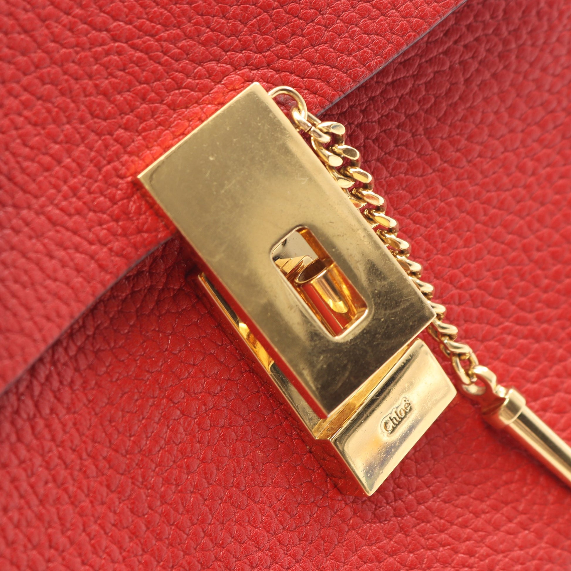 ドリュー チェーンショルダーバッグ レザー レッド クロエ バッグ Chloe
