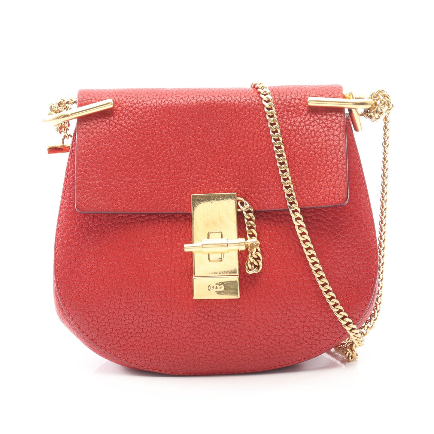 ドリュー チェーンショルダーバッグ レザー レッド クロエ バッグ Chloe