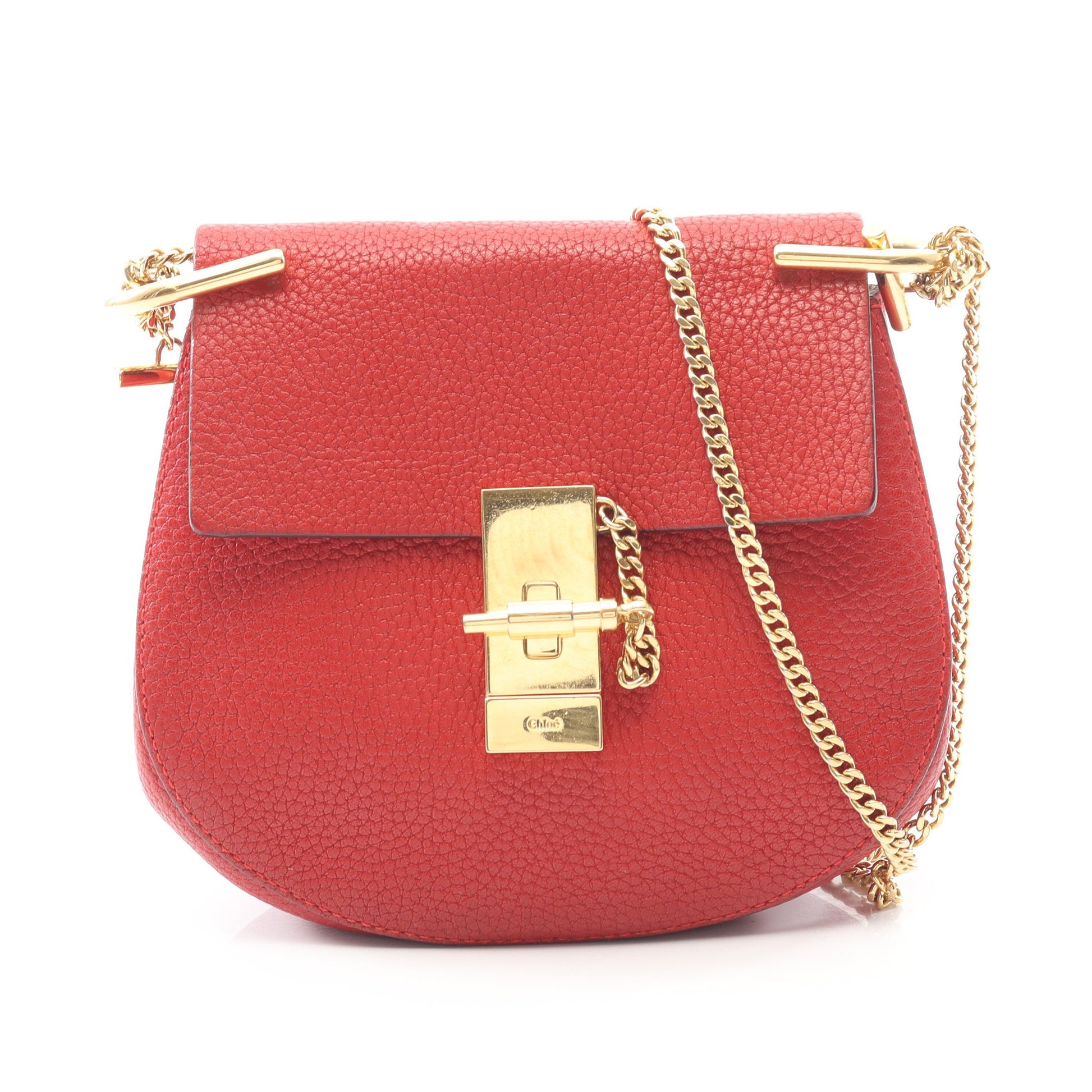 ドリュー チェーンショルダーバッグ レザー レッド クロエ バッグ Chloe