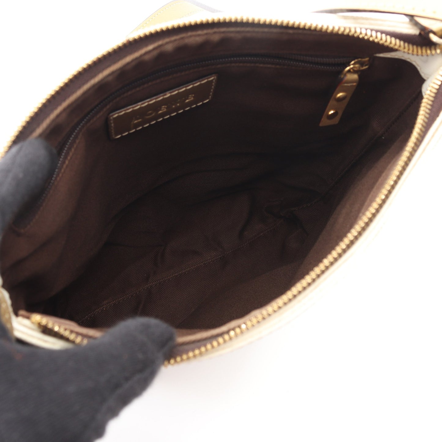 リピートアナグラム ショルダーバッグ PVC レザー ホワイト ゴールド ロエベ バッグ LOEWE
