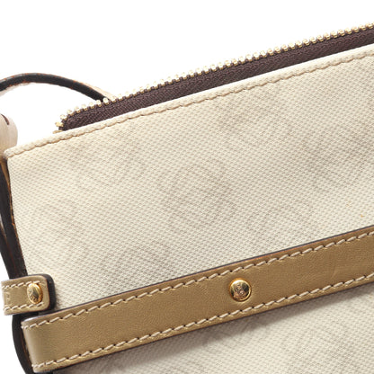 リピートアナグラム ショルダーバッグ PVC レザー ホワイト ゴールド ロエベ バッグ LOEWE