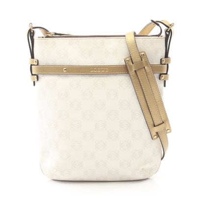 リピートアナグラム ショルダーバッグ PVC レザー ホワイト ゴールド ロエベ バッグ LOEWE