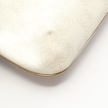リピートアナグラム ショルダーバッグ PVC レザー ホワイト ゴールド ロエベ バッグ LOEWE