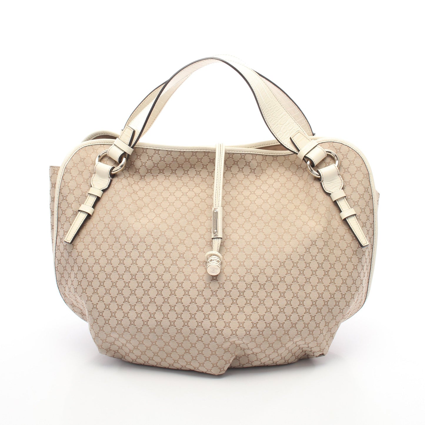 マカダム ハンドバッグ トートバッグ PVC レザー ベージュ アイボリー クロコ型押し セリーヌ バッグ CELINE