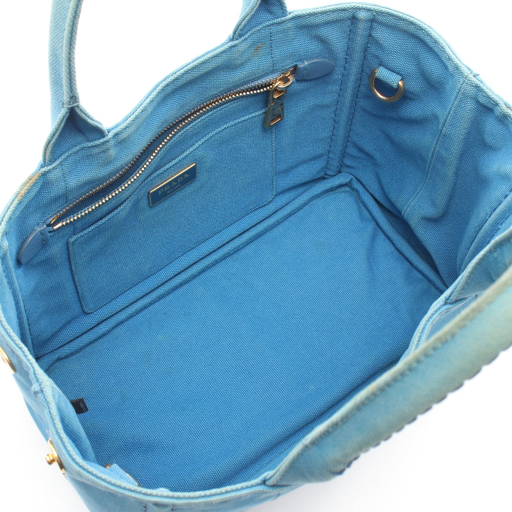CANAPA カナパ ハンドバッグ トートバッグ キャンバス ブルー 2WAY プラダ バッグ PRADA