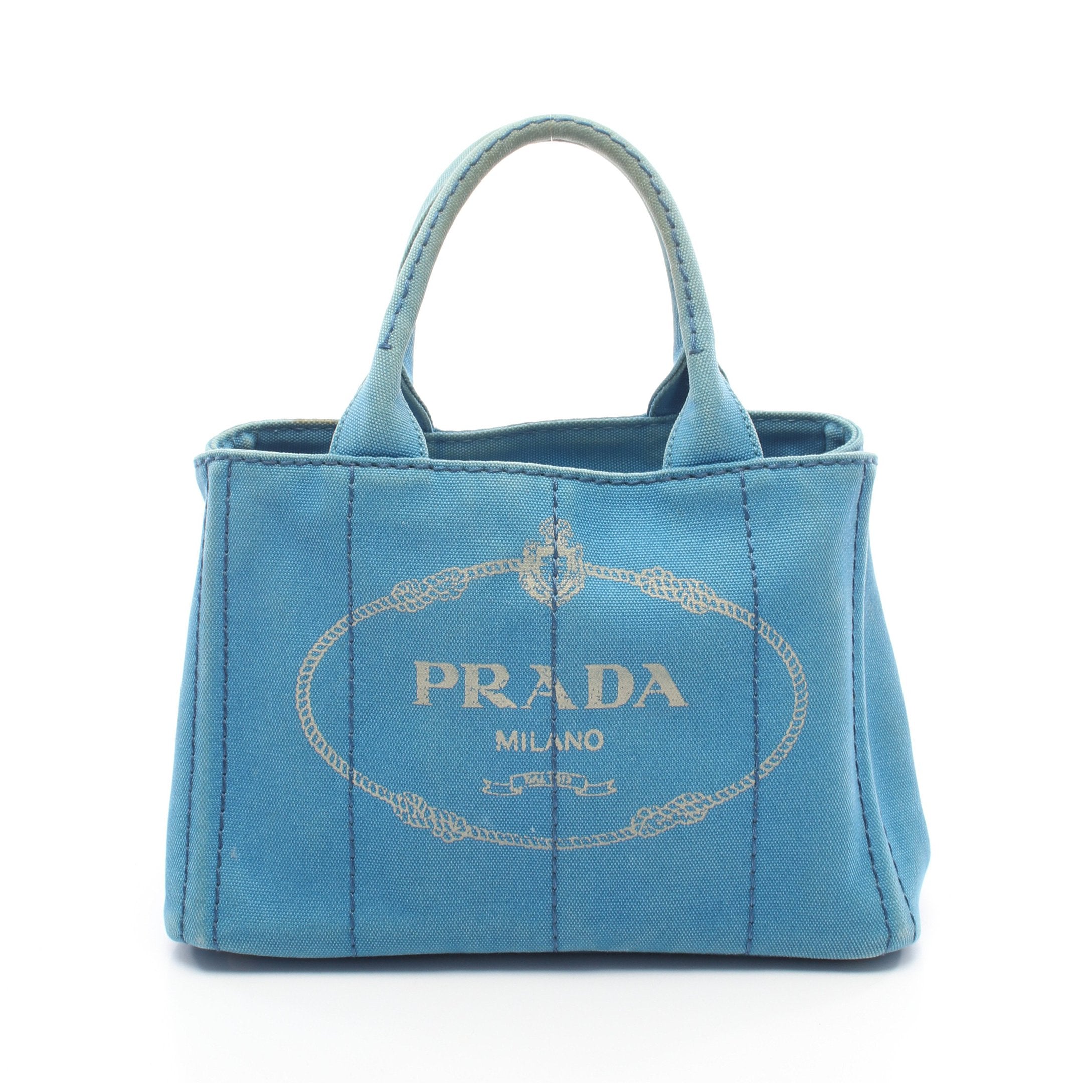 PRADA カナパ キャンバス ハンドバッグ トートバッグ デニム グレー