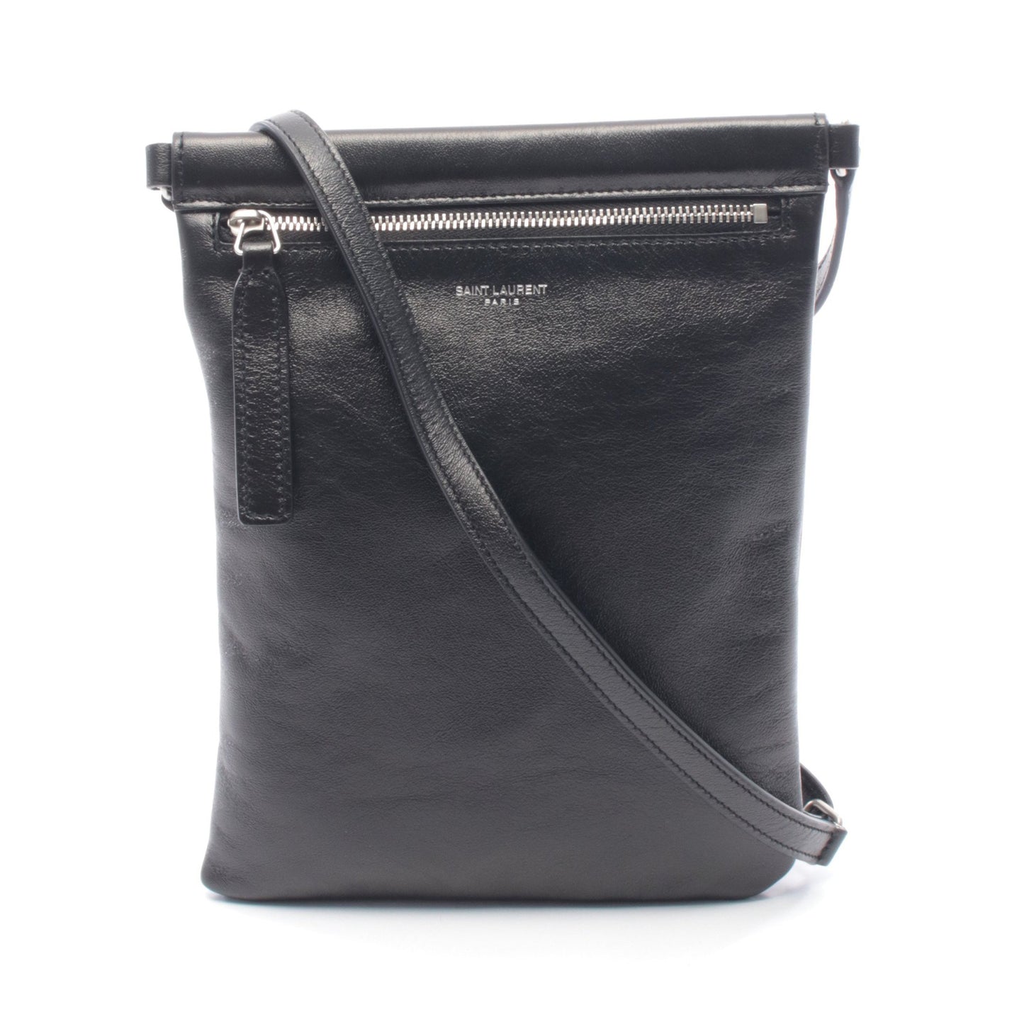 FLAT POUCH SID ショルダーバッグ レザー ブラック サンローランパリ バッグ SAINT LAURENT PARIS