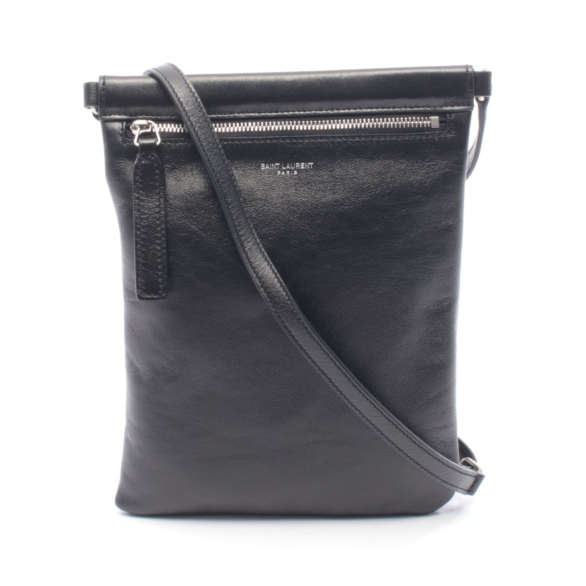 FLAT POUCH SID ショルダーバッグ レザー ブラック サンローランパリ バッグ SAINT LAURENT PARIS