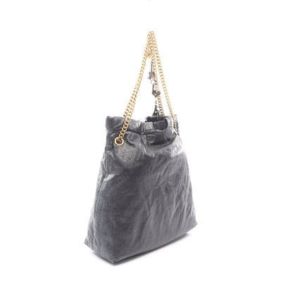 CRUSH スーベニアチャーム付き チェーンショルダーバッグ チェーントートバッグ レザー ブラック バレンシアガ バッグ BALENCIAGA