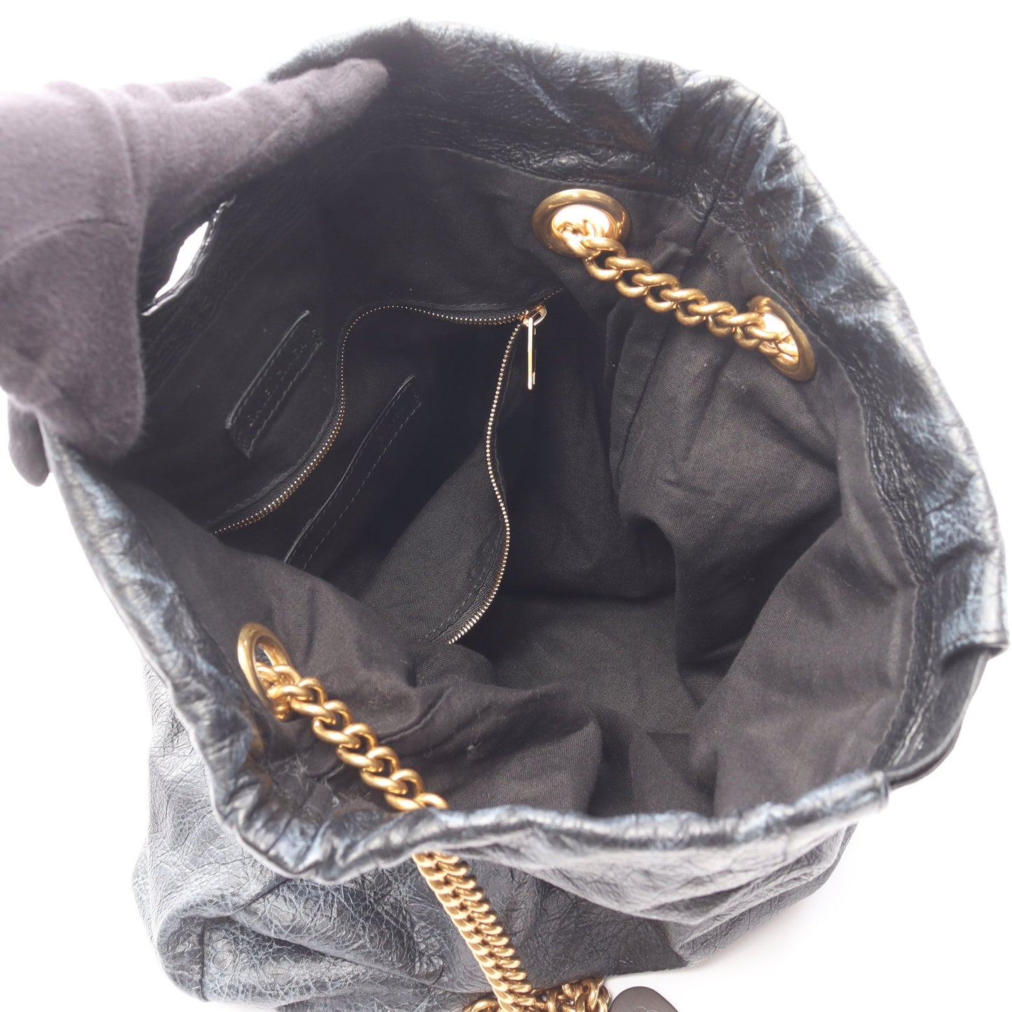 CRUSH スーベニアチャーム付き チェーンショルダーバッグ チェーントートバッグ レザー ブラック バレンシアガ バッグ BALENCIAGA