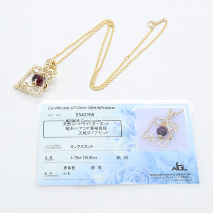 ガーネット ダイヤ パール ネックレス ネックレス K18YG ガーネット ダイヤモンド パール イエローゴールド レッド クリア ミキモト アクセサリー MIKIMOTO