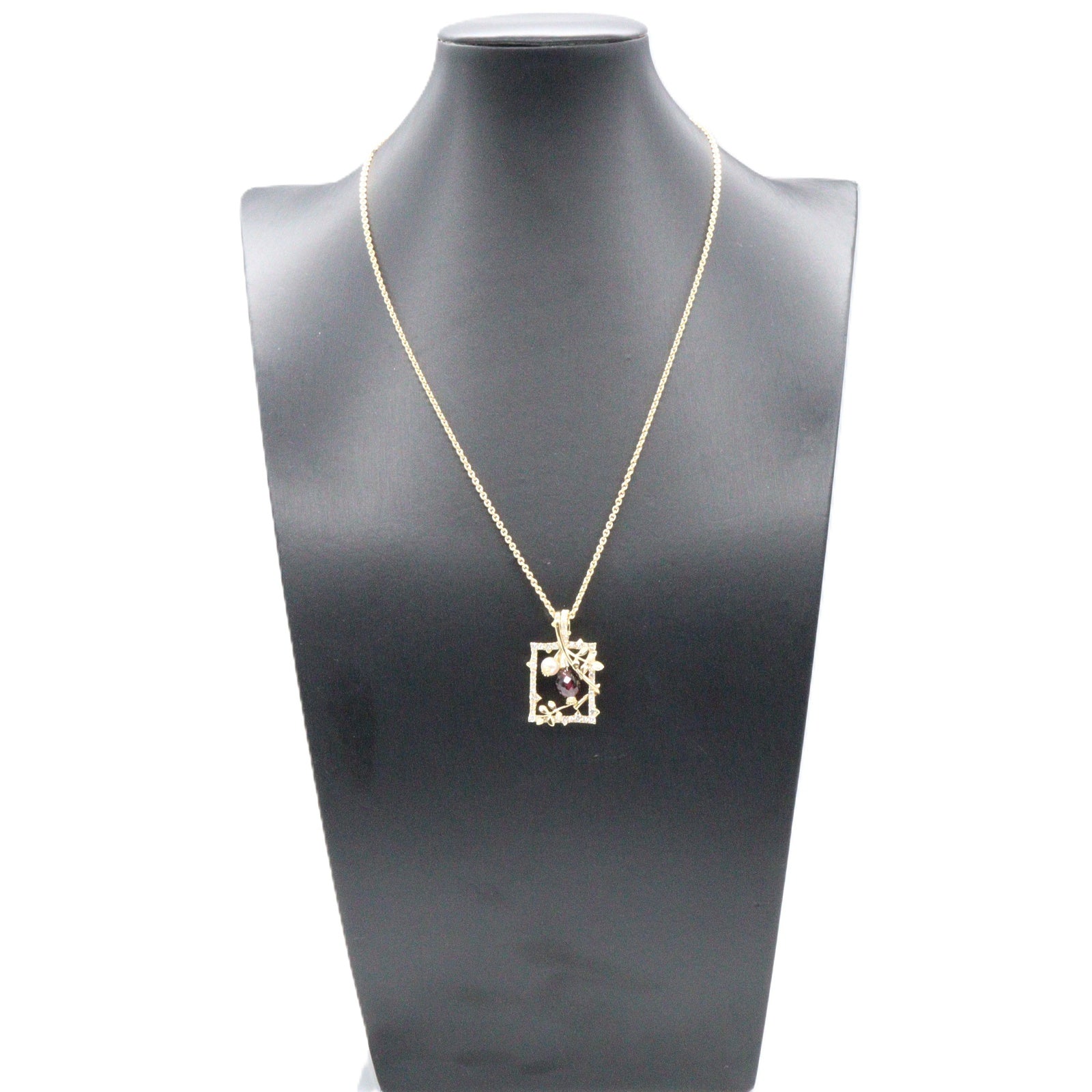 ガーネット ダイヤ パール ネックレス ネックレス K18YG ガーネット ダイヤモンド パール イエローゴールド レッド クリア ミキモト アクセサリー MIKIMOTO