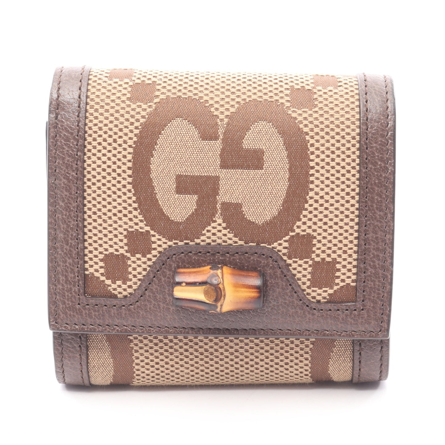バンブー ジャンボGG 二つ折り財布 キャンバス レザー ベージュ ダークブラウン グッチ 財布・小物 GUCCI