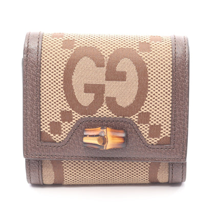 バンブー ジャンボGG 二つ折り財布 キャンバス レザー ベージュ ダークブラウン グッチ 財布・小物 GUCCI