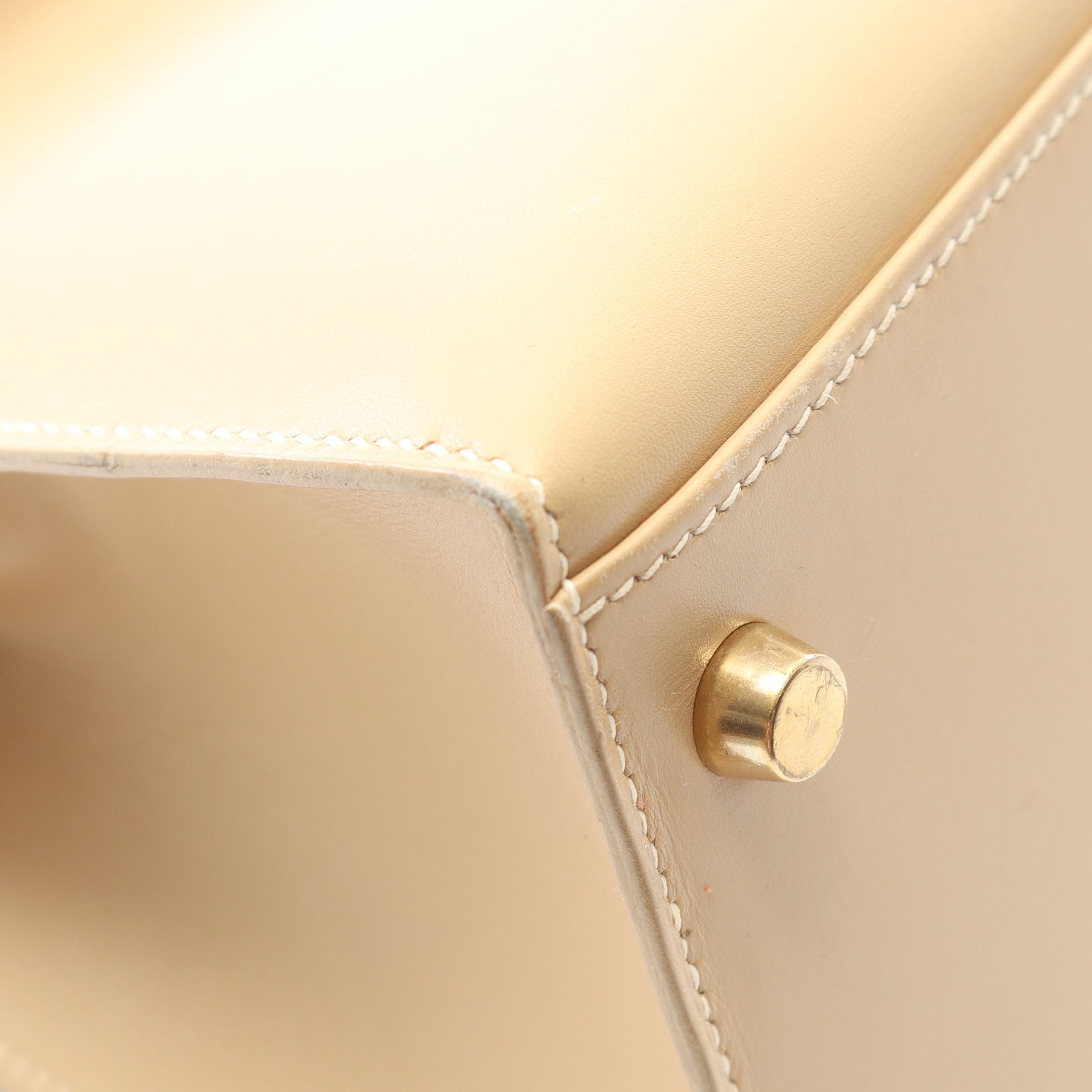 ケリー32 ハンドバッグ ボックスカーフ ベージュ ゴールド金具 外縫い 2WAY ○Z刻印 エルメス バッグ HERMES