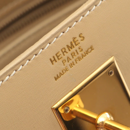 ケリー32 ハンドバッグ ボックスカーフ ベージュ ゴールド金具 外縫い 2WAY ○Z刻印 エルメス バッグ HERMES