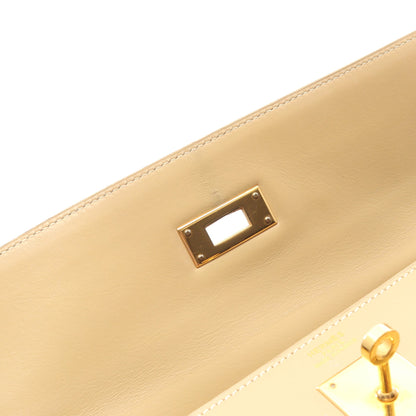 ケリー32 ハンドバッグ ボックスカーフ ベージュ ゴールド金具 外縫い 2WAY ○Z刻印 エルメス バッグ HERMES