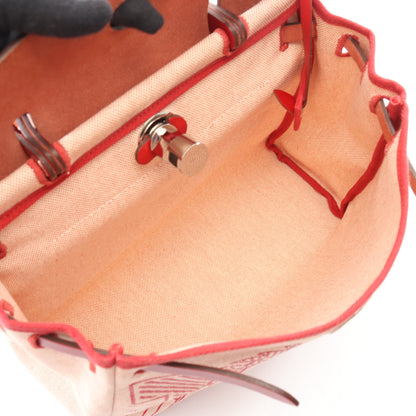 エールバッグジップPM ペガサスポップ ルージュピマン サンギンヌ エクリュ ハンドバッグ トワルアッシュ ヴァッシュハンター レッド シルバー金具 2WAY Z刻印 エルメス