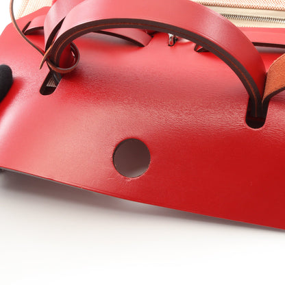 エールバッグジップPM ペガサスポップ ルージュピマン サンギンヌ エクリュ ハンドバッグ トワルアッシュ ヴァッシュハンター レッド シルバー金具 2WAY Z刻印 エルメス