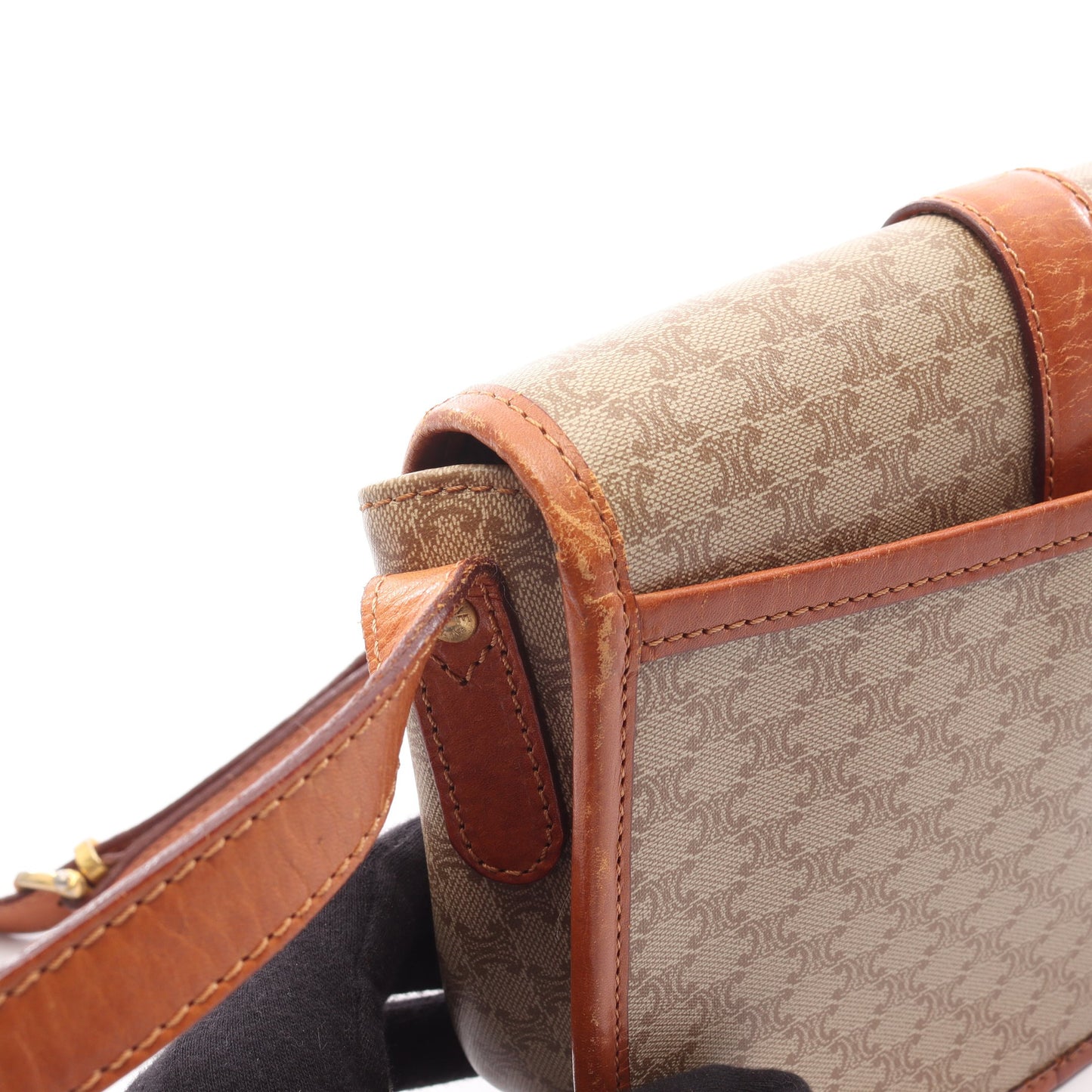マカダム ショルダーバッグ PVC レザー ベージュ ライトブラウン セリーヌ バッグ CELINE