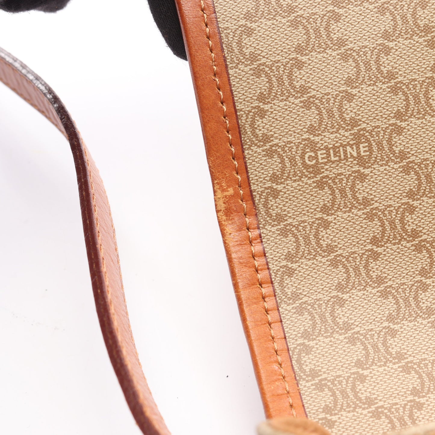 マカダム ショルダーバッグ PVC レザー ベージュ ライトブラウン セリーヌ バッグ CELINE