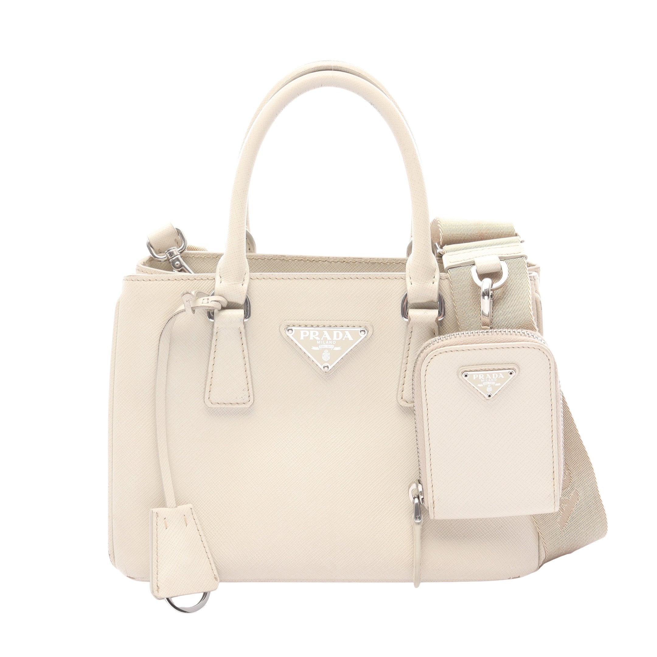 SAFFIANO LUX ミニ ガレリア ハンドバッグ レザー アイボリー SAFFIANO LUX ミニ ガレリア ハンドバッグ レザー アイボリー