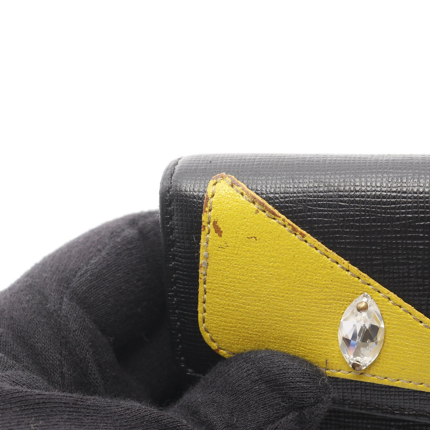 モンスター バッグバグズ 二つ折り長財布 総柄 レザー ブラック イエロー フェンディ