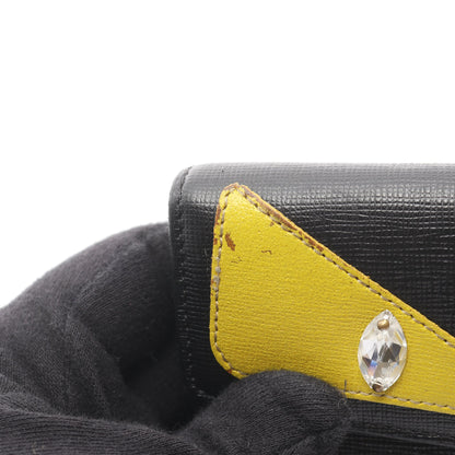 モンスター バッグバグズ 二つ折り長財布 総柄 レザー ブラック イエロー フェンディ