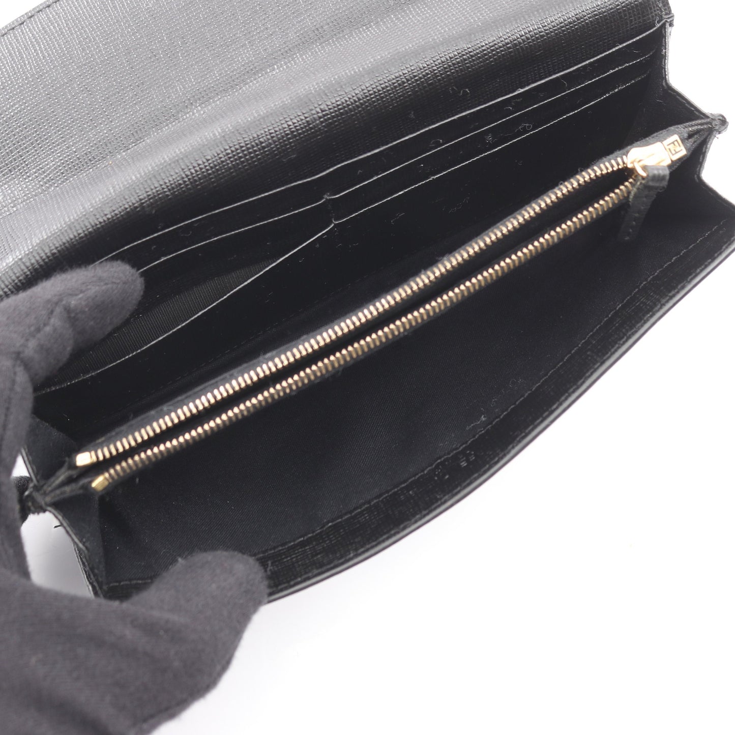 モンスター バッグバグズ 二つ折り長財布 総柄 レザー ブラック イエロー フェンディ