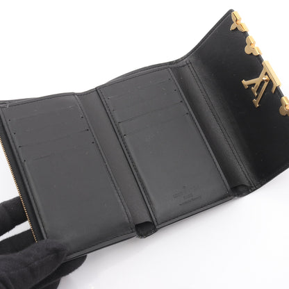 ポルトフォイユ カプシーヌ コンパクト ノワール 三つ折り財布 レザー ブラック ルイヴィトン