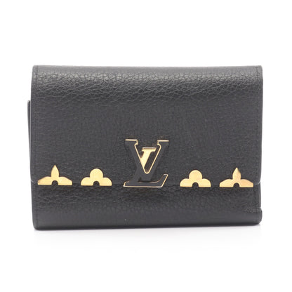 ポルトフォイユ カプシーヌ コンパクト ノワール 三つ折り財布 レザー ブラック ルイヴィトン