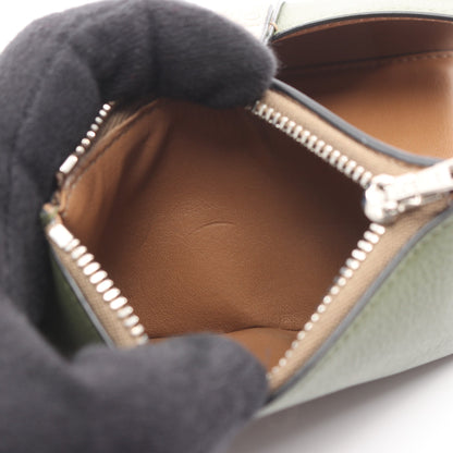 バーティカル ウォレット スモール 三つ折り財布 レザー グリーン グレーベージュ ロエベ