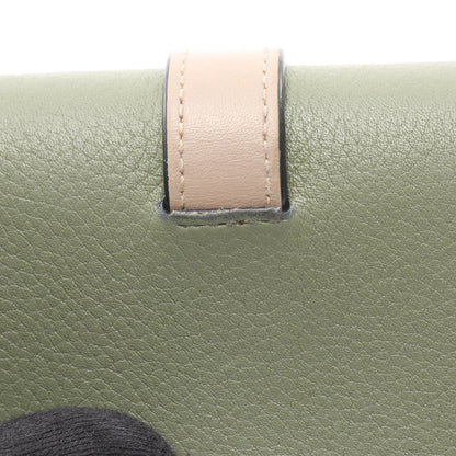 バーティカル ウォレット スモール 三つ折り財布 レザー グリーン グレーベージュ ロエベ