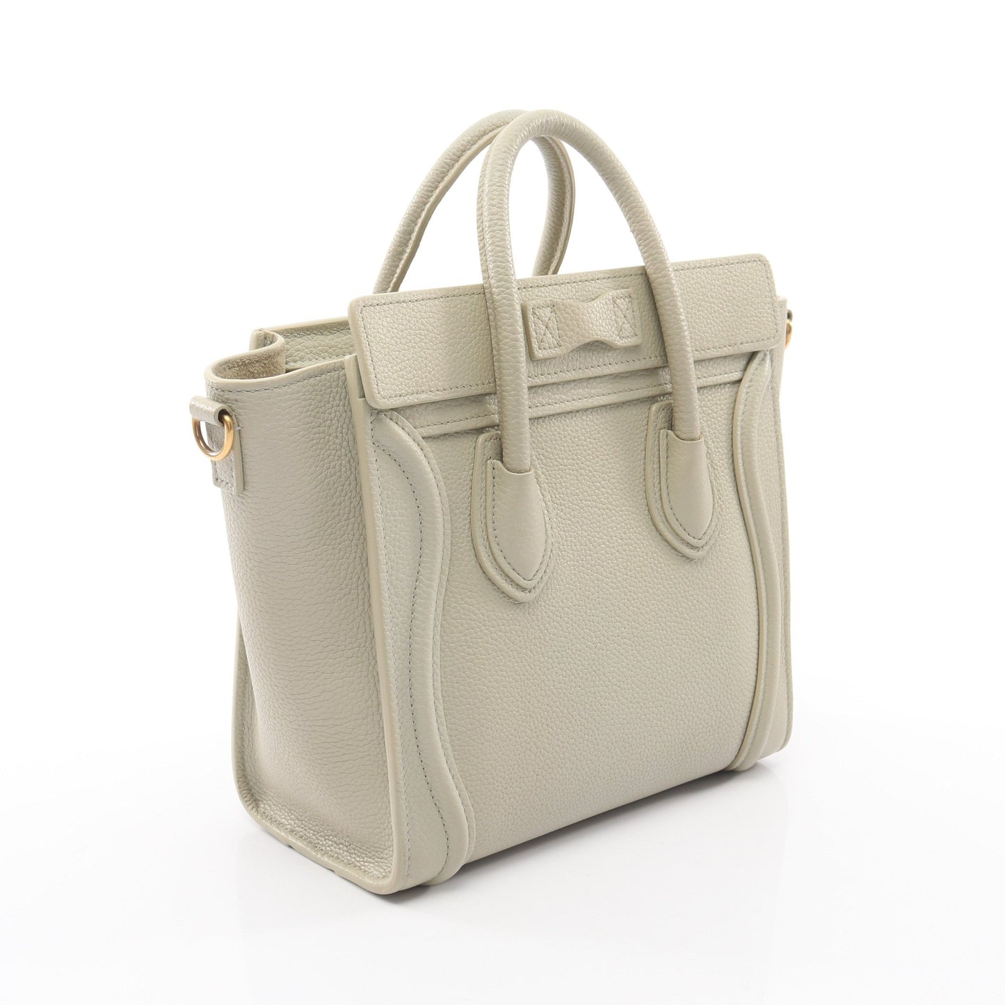 ラゲージ ナノショッパー ハンドバッグ レザー グレーグリーン セリーヌ バッグ CELINE