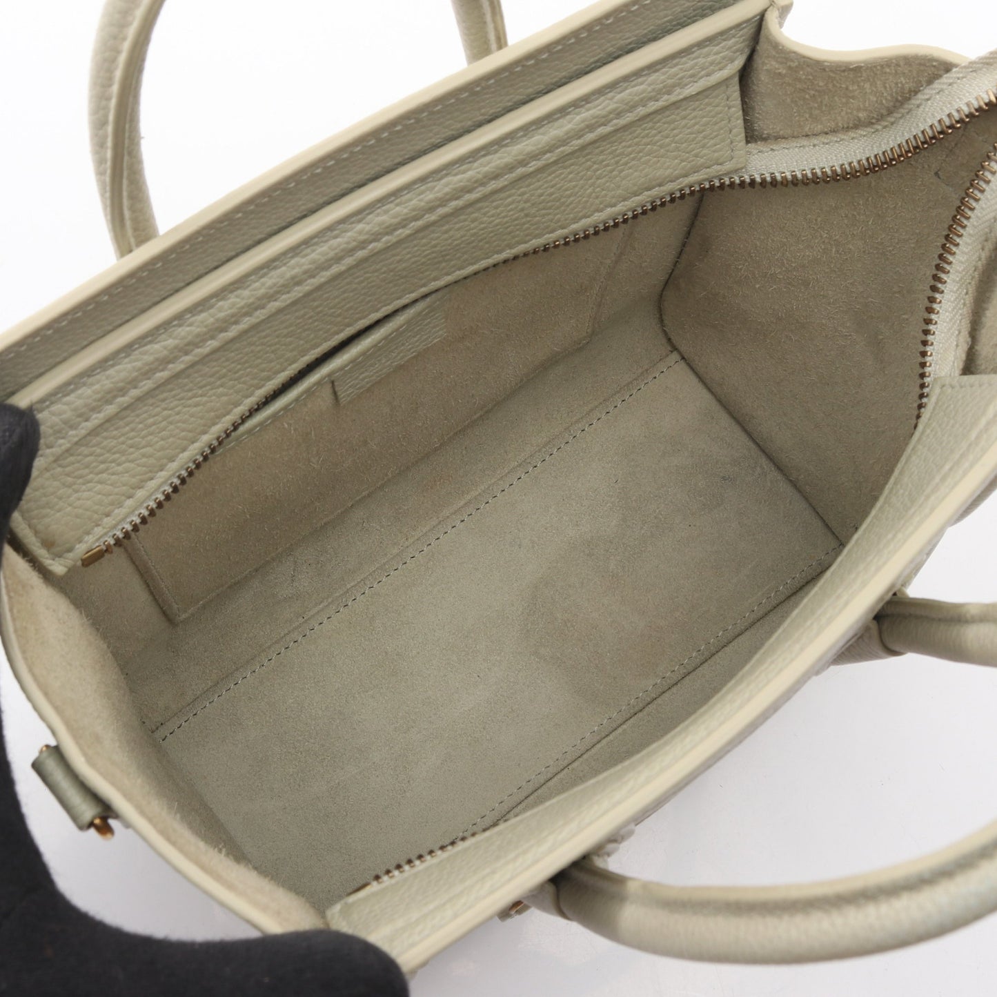 ラゲージ ナノショッパー ハンドバッグ レザー グレーグリーン セリーヌ バッグ CELINE