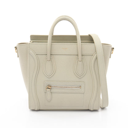 ラゲージ ナノショッパー ハンドバッグ レザー グレーグリーン セリーヌ バッグ CELINE