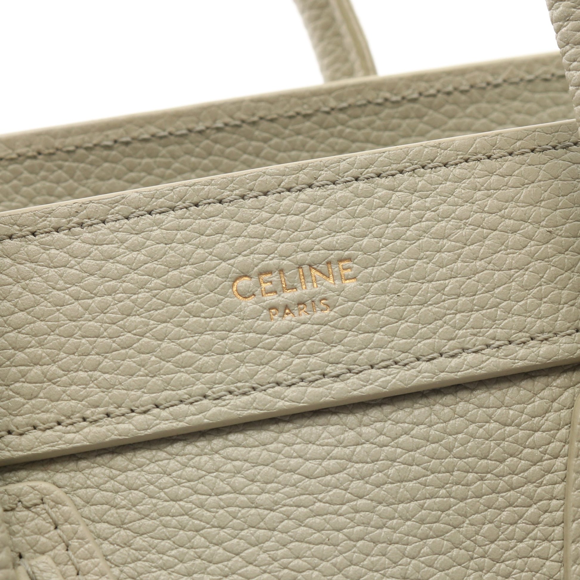 ラゲージ ナノショッパー ハンドバッグ レザー グレーグリーン セリーヌ バッグ CELINE