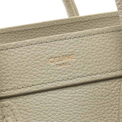 ラゲージ ナノショッパー ハンドバッグ レザー グレーグリーン セリーヌ バッグ CELINE