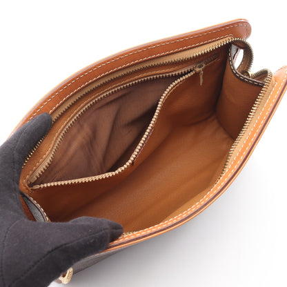 マカダム クラッチバッグ PVC レザー ダークブラウン ライトブラウン セリーヌ バッグ CELINE