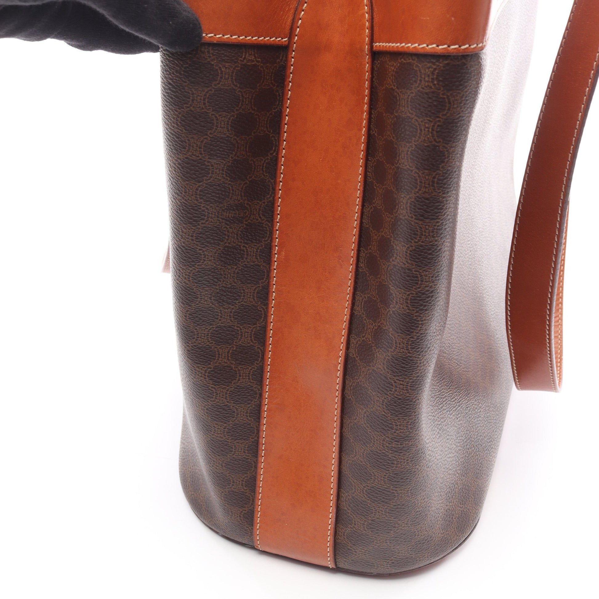 マカダム ショルダーバッグ トートバッグ PVC レザー ダークブラウン ブラウン セリーヌ バッグ CELINE