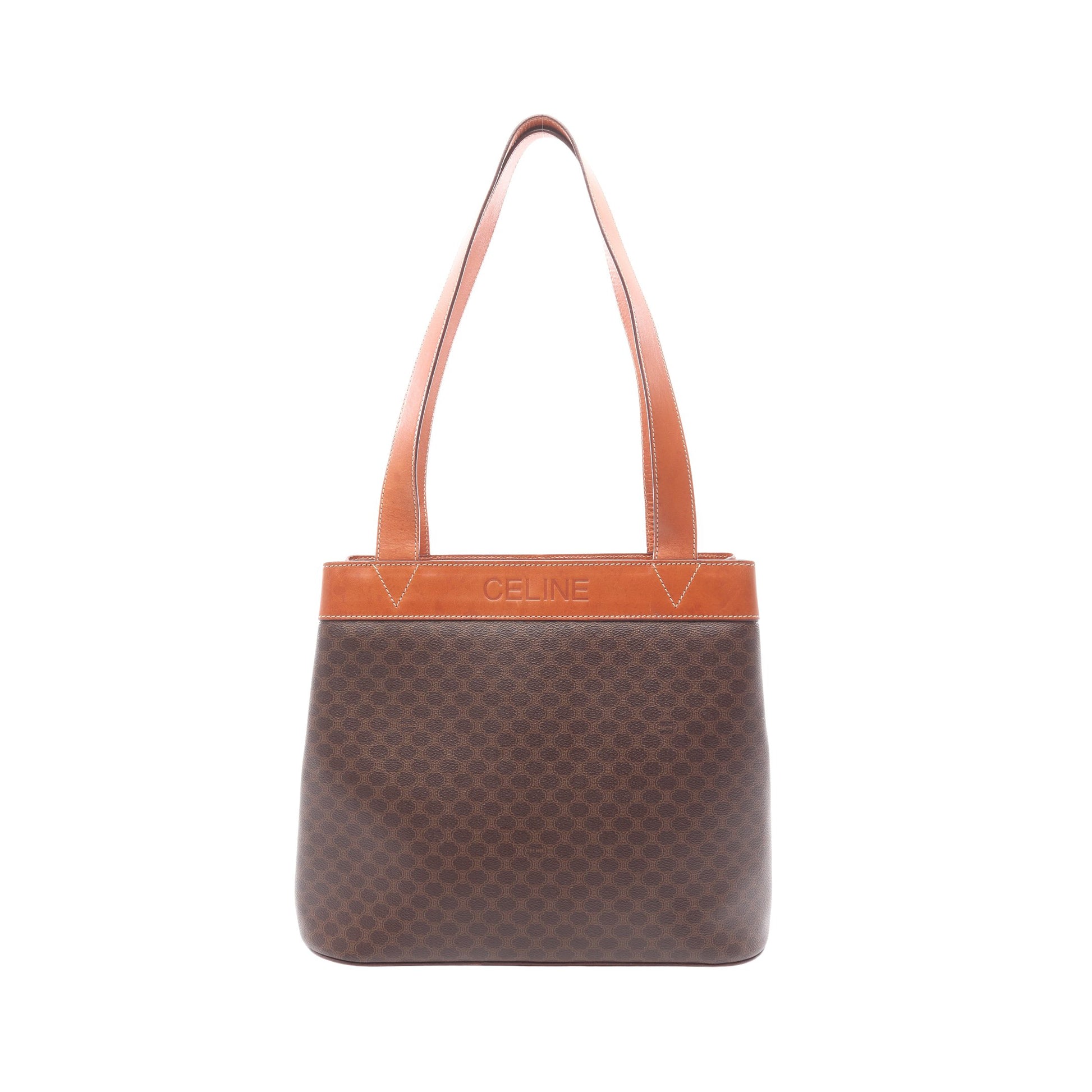 マカダム ショルダーバッグ トートバッグ PVC レザー ダークブラウン ブラウン セリーヌ バッグ CELINE