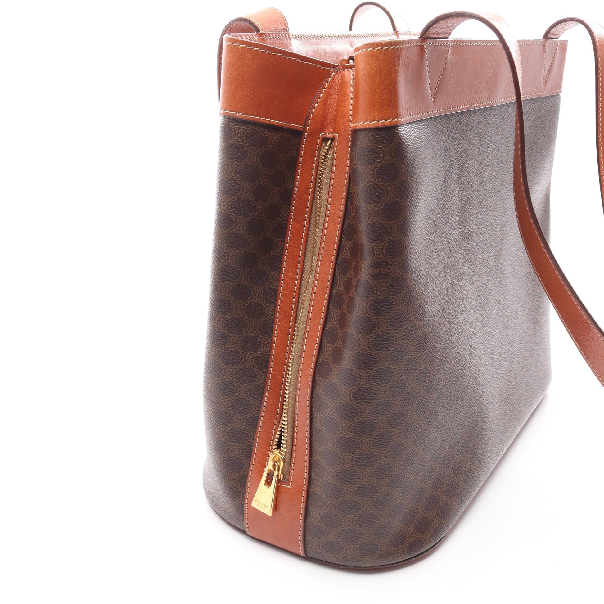 マカダム ショルダーバッグ トートバッグ PVC レザー ダークブラウン ブラウン セリーヌ バッグ CELINE