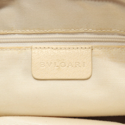 ロゴマニア ショルダーバッグ トートバッグ キャンバス レザー ピンク アイボリー ブルガリ バッグ BVLGARI