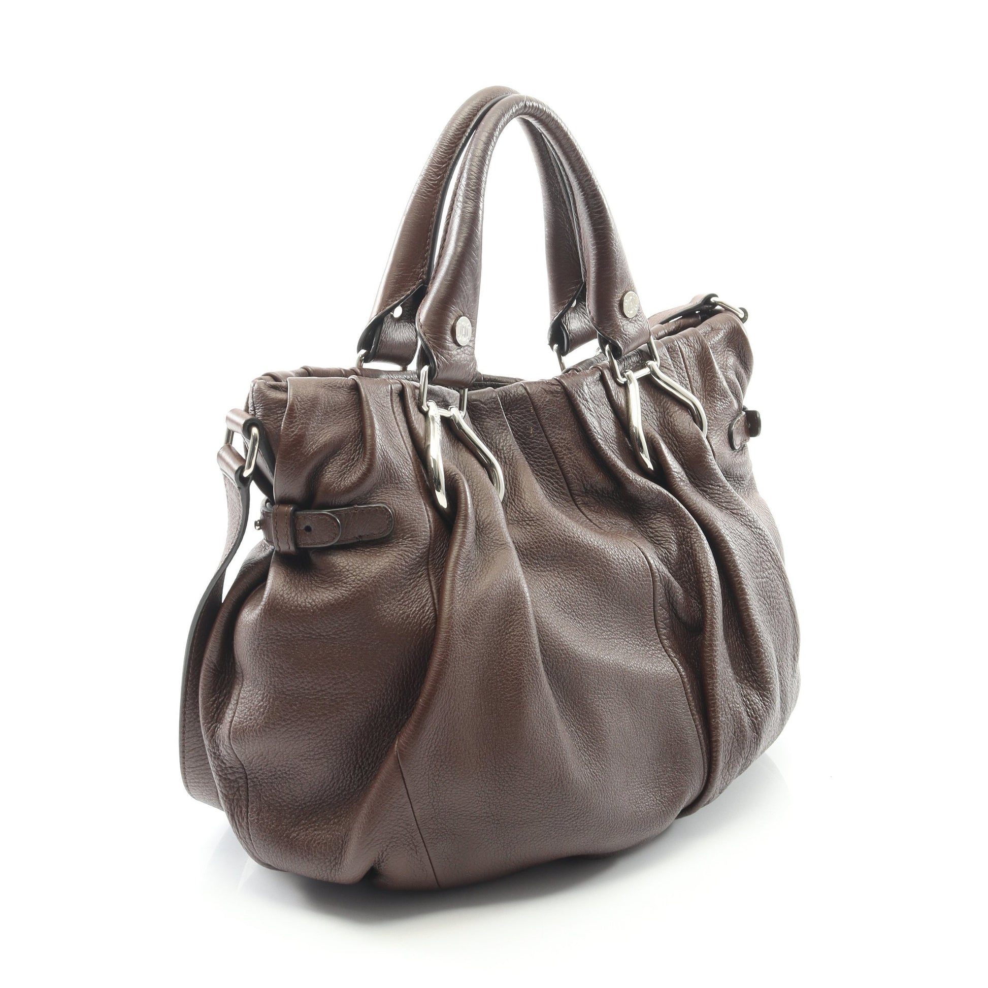 ピロー スモール ショルダーバッグ レザー ダークブラウン 2WAY セリーヌ バッグ CELINE