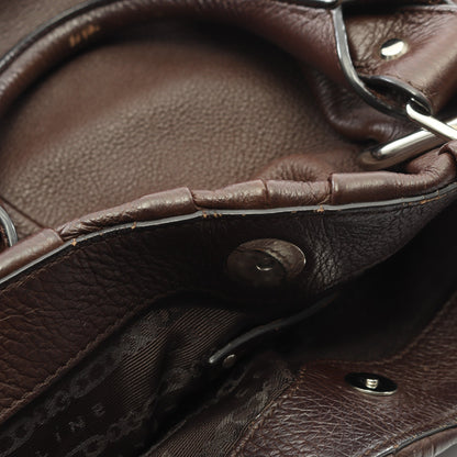ピロー スモール ショルダーバッグ レザー ダークブラウン 2WAY セリーヌ バッグ CELINE