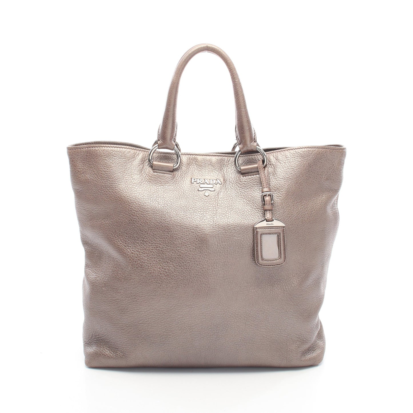 ハンドバッグ トートバッグ レザー グレーブラウン メタリック プラダ バッグ PRADA