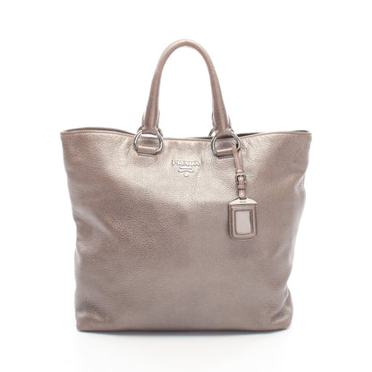 ハンドバッグ トートバッグ レザー グレーブラウン メタリック プラダ バッグ PRADA