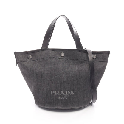 DENIM+CITY CALF ハンドバッグ トートバッグ デニム レザー ブラック 2WAY プラダ バッグ PRADA