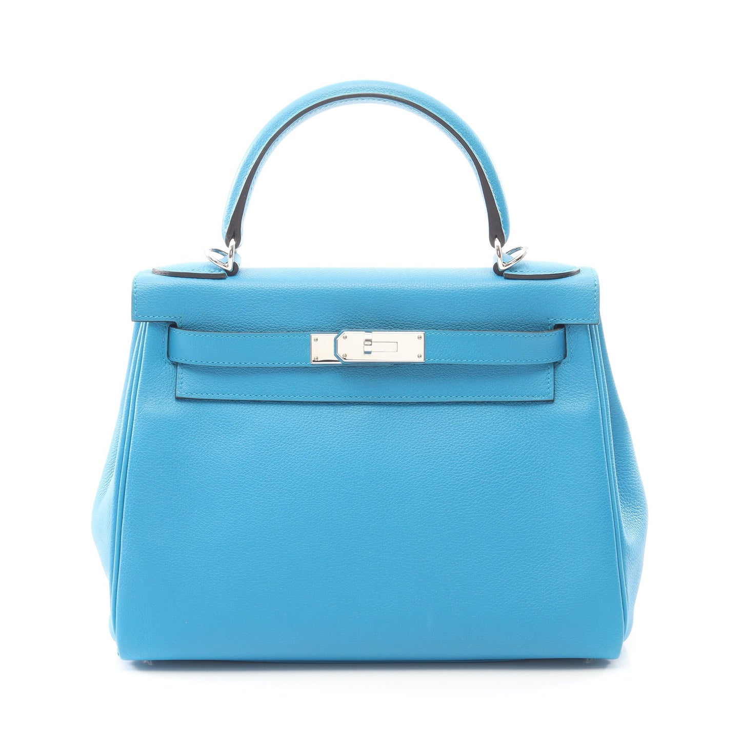 ケリー28 ブルーザンジバル ハンドバッグ エバーカラー ブルー シルバー金具 内縫い 2WAY A刻印 エルメス バッグ HERMES
