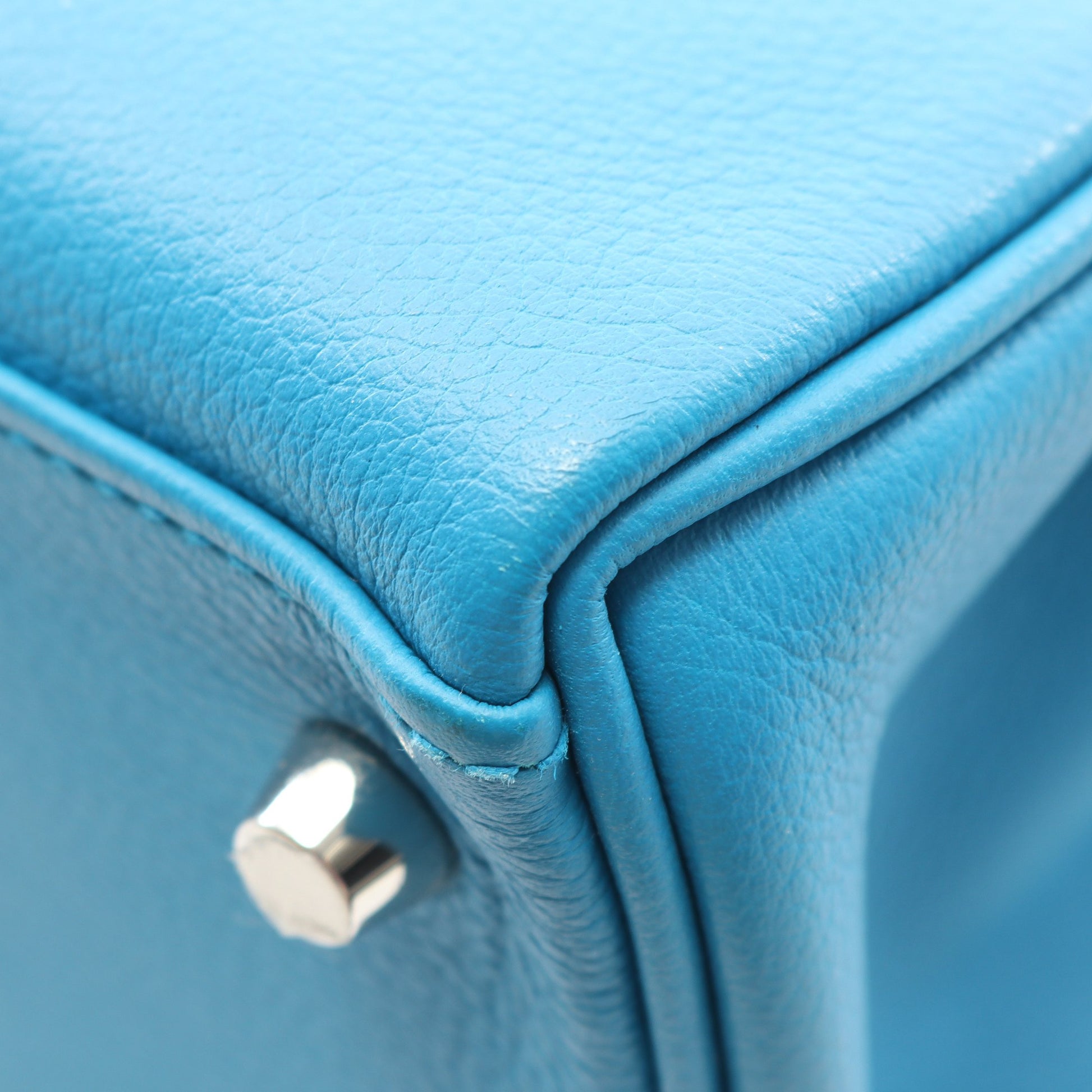 ケリー28 ブルーザンジバル ハンドバッグ エバーカラー ブルー シルバー金具 内縫い 2WAY A刻印 エルメス バッグ HERMES